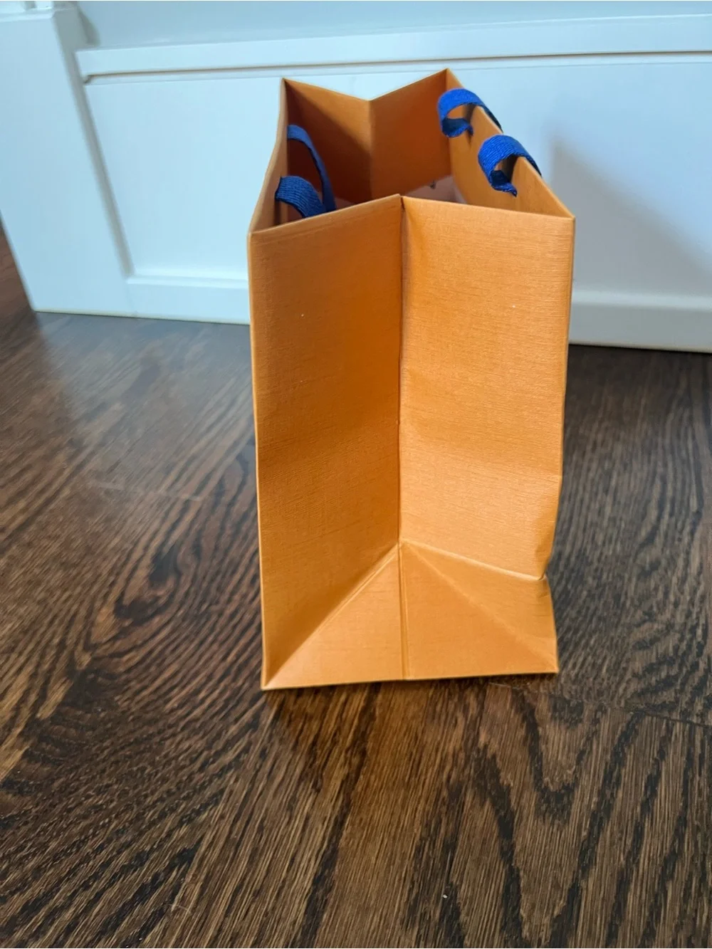 Louis Vuitton Orange Gift Bag with Blue Ribbon Handles